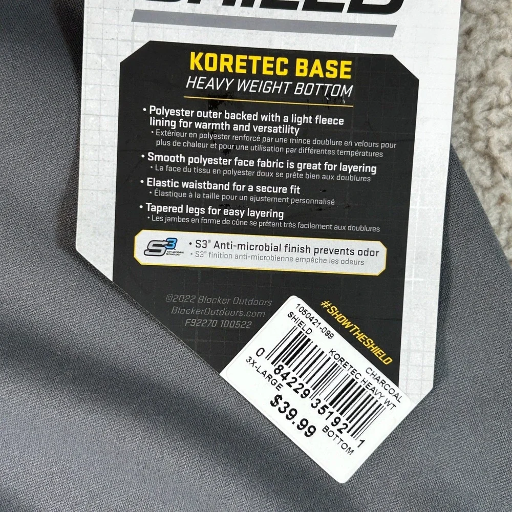 Blocker Outdoors Shield Koretec Base Heavyweight Bottom Charcoal Grey 3XL NEW‎